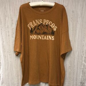 AE XXL Brown Burnt Orange Rust Oversized Short Sleeve Cotton Graphic Tee